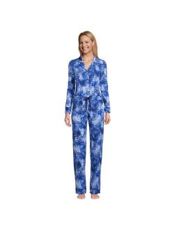 Petite Lands' End Comfort Knit Long Sleeve Pajama Top and Pajama Pants Sleep Set