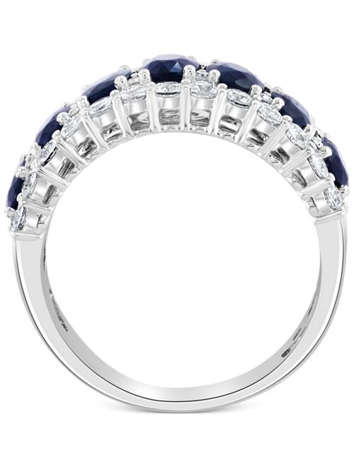 EFFY COLLECTION EFFY® Blue & White Sapphire Ring (3-1/2 ct. t.w.) & Diamond (1/20 ct. t.w.) in 14k White Gold