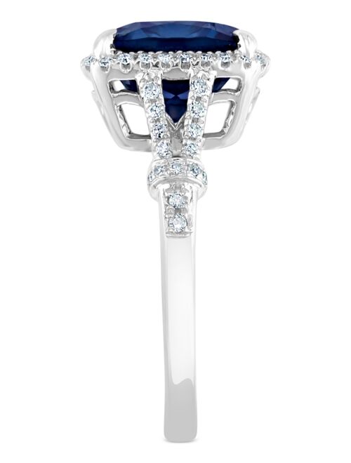 EFFY COLLECTION EFFY® London Blue Topaz (5-1/3 ct. t.w.) & Diamond (1/4 ct. t.w.) Statement Ring in 14k White Gold