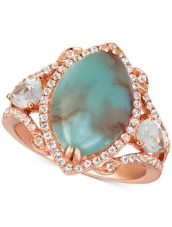 LE VIAN Sky Aquaprase (15 x 10mm) & White Topaz (1-1/6 ct. t.w.) Statement Ring in 14k Rose Gold, Created for Macy's