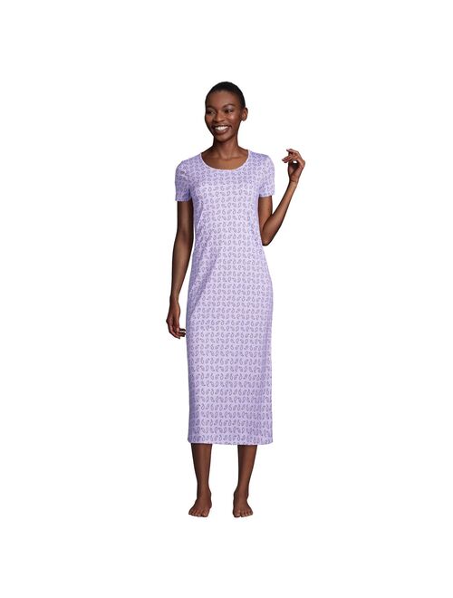 Women's Lands' End Supima Cotton Short Sleeve Midcalf Nightgown