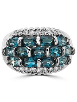 COLLECTION EFFY London Blue Topaz (3-3/4 ct. t.w.) & Diamond (1/3 ct. t.w.) Statement Ring in 14k White Gold