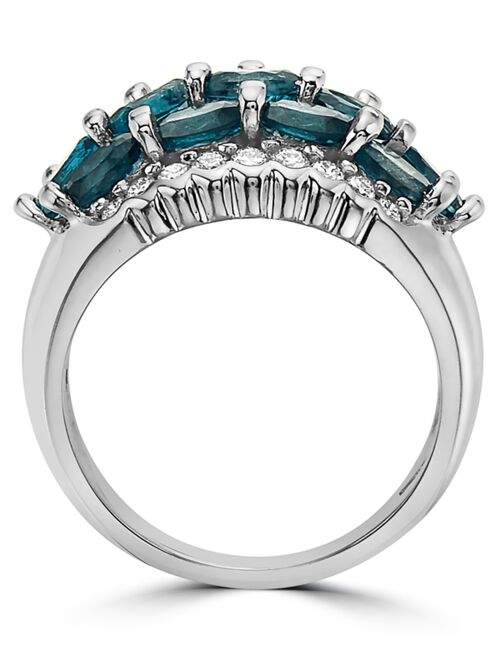 EFFY COLLECTION EFFY® London Blue Topaz (3-3/4 ct. t.w.) & Diamond (1/3 ct. t.w.) Statement Ring in 14k White Gold