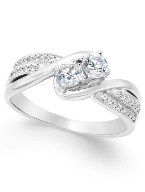 MACY'S Two Souls, One Love® Diamond Anniversary Ring (1/2 ct. t.w.) in 14k White Gold