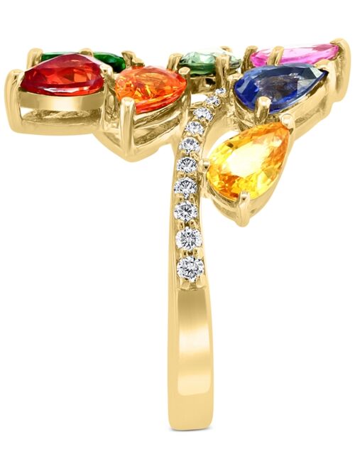 EFFY COLLECTION EFFY® Multi-Gemstone (3-7/8 ct. t.w.) & Diamond (1/5 ct. t.w.) Swirl Cluster Ring in 14k Gold