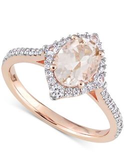 MACY'S Morganite (1-1/7 ct. t.w.), White Sapphire (1/5 ct. t.w.) & Diamond (1/4 ct. t.w.) Ring in 14k Rose Gold