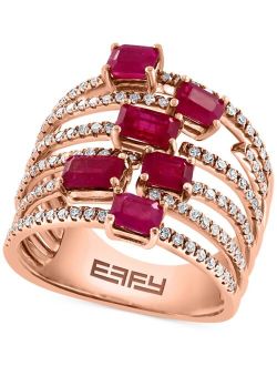 COLLECTION EFFY® Ruby (2-1/10 ct. t.w.) & Diamond (1/2 ct. t.w.) Multirow Openwork Statement Ring in 14k Rose Gold