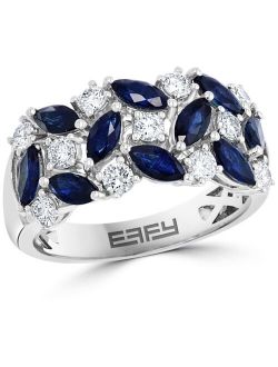 COLLECTION EFFY Sapphire (1-5/8 ct. t.w.) & Diamond (5/8 ct. t.w.) Cluster Statement Ring in 14k White Gold