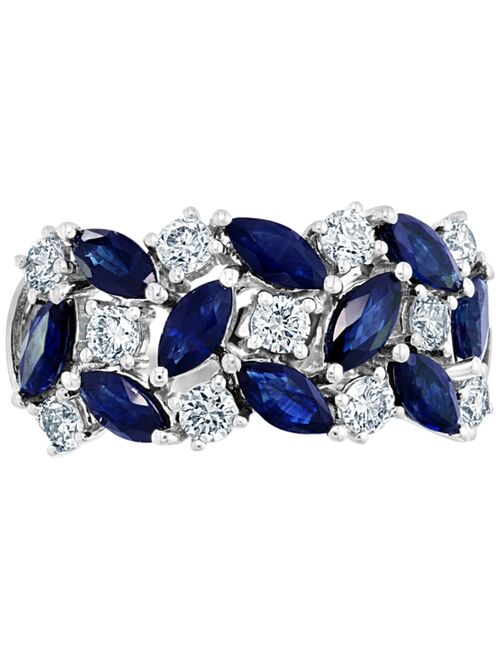 EFFY COLLECTION EFFY® Sapphire (1-5/8 ct. t.w.) & Diamond (5/8 ct. t.w.) Cluster Statement Ring in 14k White Gold