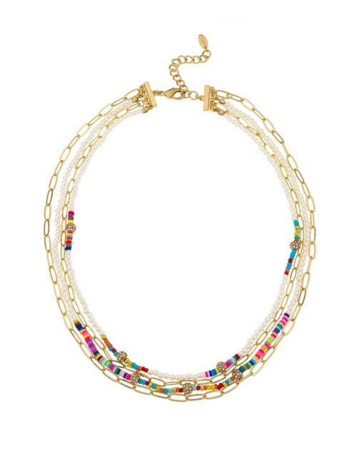 ETTIKA 18K Gold Plated Multi-Chain and Beaded Necklace