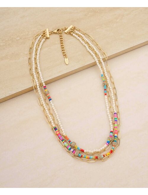 ETTIKA 18K Gold Plated Multi-Chain and Beaded Necklace