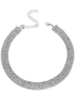 Silver-Tone Rhinestone Wide Choker Necklace, 13"   3" extender, Created for Macy's