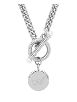 brook & york Stella Imitation Pearl Initial Toggle Necklace