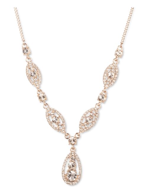Givenchy Crystal Trio Lariat Necklace, 16" + 3" extender