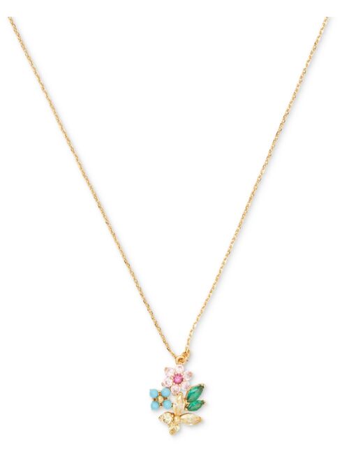 Kate Spade New York Gold-Tone Bloom Cluster Pendant Necklace, 17" + 3" extender