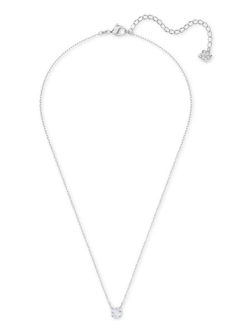 Swarovski Silver-Tone Crystal Pendant Necklace, 14-4/5" + 4" extender