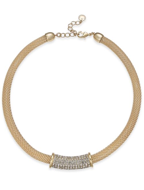 Charter Club Pave Tunnel Mesh Collar Necklace, 17" + 2" extender, Created for Macy's