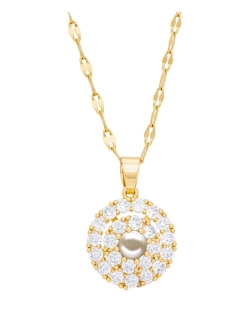 Macy's Simulated Gemstone and Cubic Zirconia Spinner Pendant 18" Birthstone Necklace in 14K Gold Plate