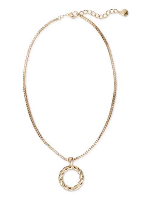 Charter Club Gold-Tone Twist Circle Pendant Necklace, 17" + 2" extender, Created for Macy's