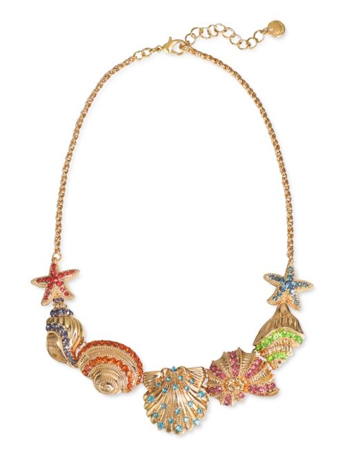 Charter Club Gold-Tone Crystal Seashell Statement Necklace, 17-1/2" + 2" extender, Created for Macy's