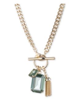 Lauren Ralph Lauren Gold-Tone Chain Tassel & Color Crystal Multi-Charm 17" Pendant Necklace