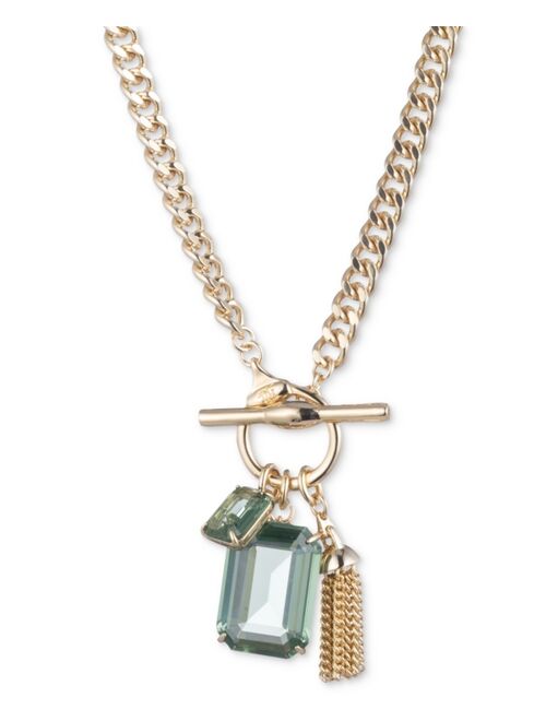 Polo Ralph Lauren Lauren Ralph Lauren Gold-Tone Chain Tassel & Color Crystal Multi-Charm 17" Pendant Necklace