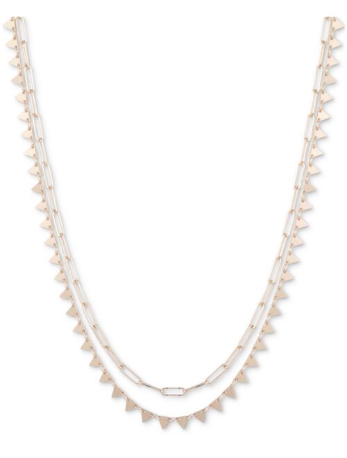 Karl Lagerfeld Paris Gold-Tone Triangle & Oval Link Layered Collar Necklace, 16" + 3" extender