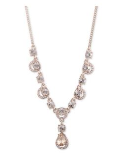 Rose Gold and Silk Crystal Y-Neck Necklace