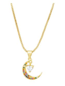 Macy's Cubic Zirconia Moon and Heart Pendant Necklace