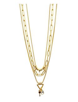 Gold-Tone Multi-Charm Mixed Chain Layered Pendant Necklace, 14"   2" extender