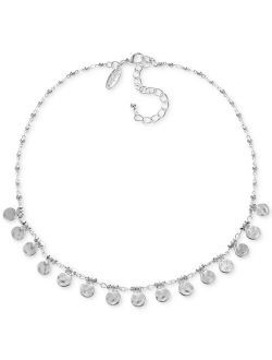 Style & Co Silver-Tone Bead & Hammered Disc Statement Necklace, 17" + 3" extender, Created for Macy's