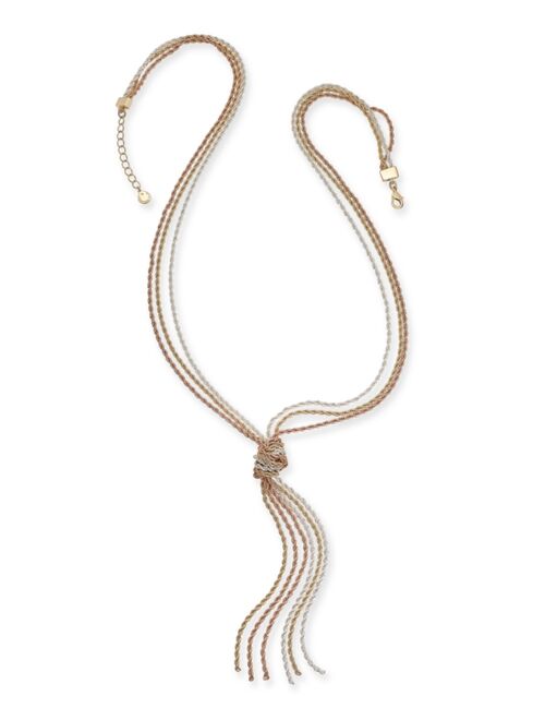 Charter Club Tri-Tone Multi-Chain Knotted Lariat Necklace, 30" + 2" extender, Created for Macy's
