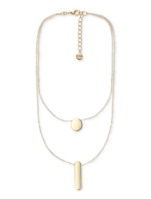 Alfani Gold-Tone Geometric Layered Pendant Necklace, 16" + 2" extender, Created for Macy's