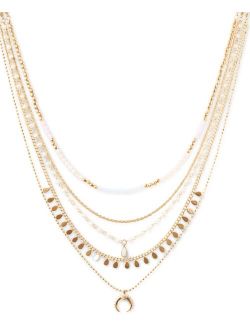 Gold-Tone Mixed Bead Layered Pendant Necklace, 16-1/4"   2" extender