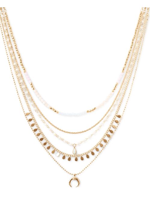Lucky Brand Gold-Tone Mixed Bead Layered Pendant Necklace, 16-1/4" + 2" extender