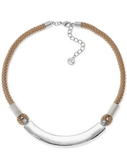 Silver-Tone Curved Bar & Braided Rope Statement Necklace, 17"  2" extender, Created for Macy's