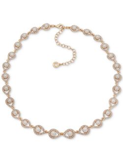 Gold-Tone Pave & Imitation Pearl Collar Necklace, 16"   3" extender