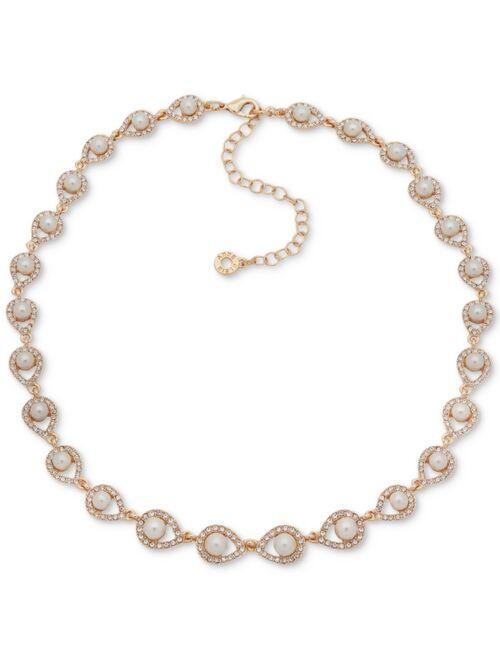 Anne Klein Gold-Tone Pave & Imitation Pearl Collar Necklace, 16" + 3" extender
