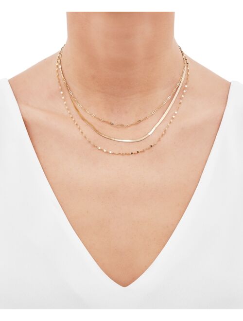 MACY'S Triple Layered Chain Necklace in 10k Gold, 17" + 2" extender