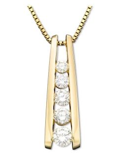 MACY'S Five-Stone Diamond Journey Pendant Necklace in 14k Yellow, White or Rose Gold (1 ct. t.w.)