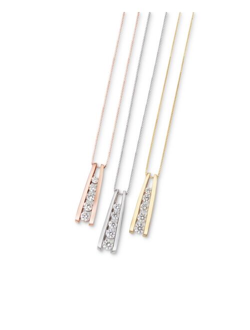 MACY'S Five-Stone Diamond Journey Pendant Necklace in 14k Yellow, White or Rose Gold (1 ct. t.w.)