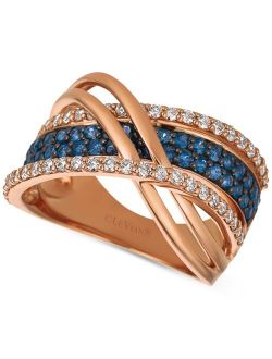 LE VIAN Blueberry Sapphire (5/8 ct. t.w.) & Vanilla Sapphire (1/2 ct. t.w.) Crossover Statement Ring in 14k Rose Gold