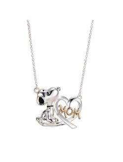 Peanuts Gold Flash Plated "Mom" Snoopy and Heart Necklace, 16"+2" Extender