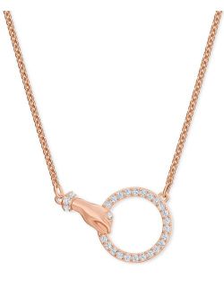 Rose Gold-Tone Crystal Hand & Ring Choker Necklace, 11-7/8"   3" extender