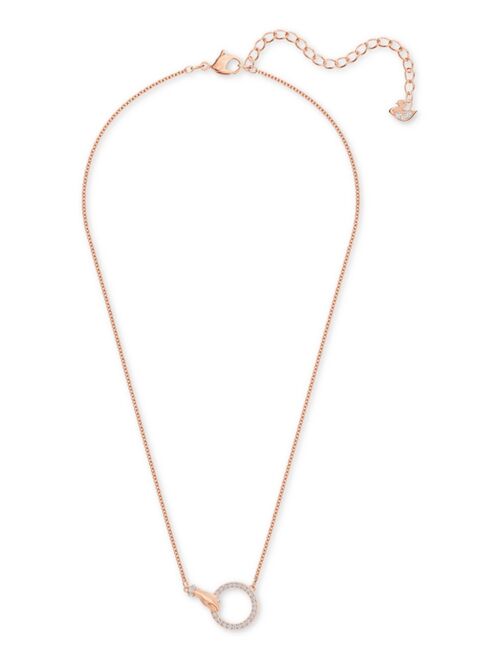 Swarovski Rose Gold-Tone Crystal Hand & Ring Choker Necklace, 11-7/8" + 3" extender