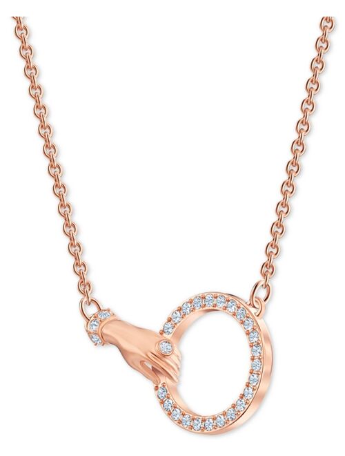 Swarovski Rose Gold-Tone Crystal Hand & Ring Choker Necklace, 11-7/8" + 3" extender