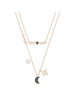 Symbolic 2-Pieces Moon and Star Rose Gold Tone Plated Necklace