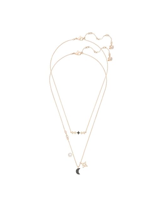 Swarovski Symbolic 2-Pieces Moon and Star Rose Gold Tone Plated Necklace