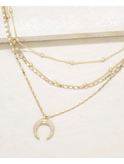 ETTIKA Layered Chain Crescent Horn Women's Necklace
