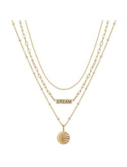 Unwritten 14K Gold Flash-Plated Dream Layered Pendant Necklaces